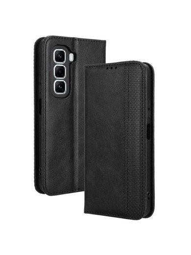 Калъф от еко кожа с ретро текстура тип портмоне за Infinix Hot 50 Pro+ 4G - черен Калъф от еко кожа с ретро текстура тип портмоне за Infinix Hot 50 Pro+ 4G - черен