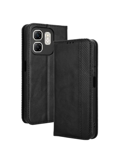 Калъф от еко кожа с ретро текстура тип портмоне за Infinix Hot 50i - черен Калъф от еко кожа с ретро текстура тип портмоне за Infinix Hot 50i - черен
