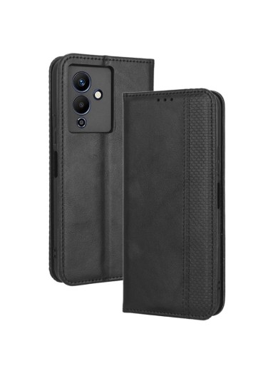 Калъф от еко кожа с ретро текстура тип портмоне за Infinix Note 12 Pro 5G - черен Калъф от еко кожа с ретро текстура тип портмоне за Infinix Note 12 Pro 5G - черен