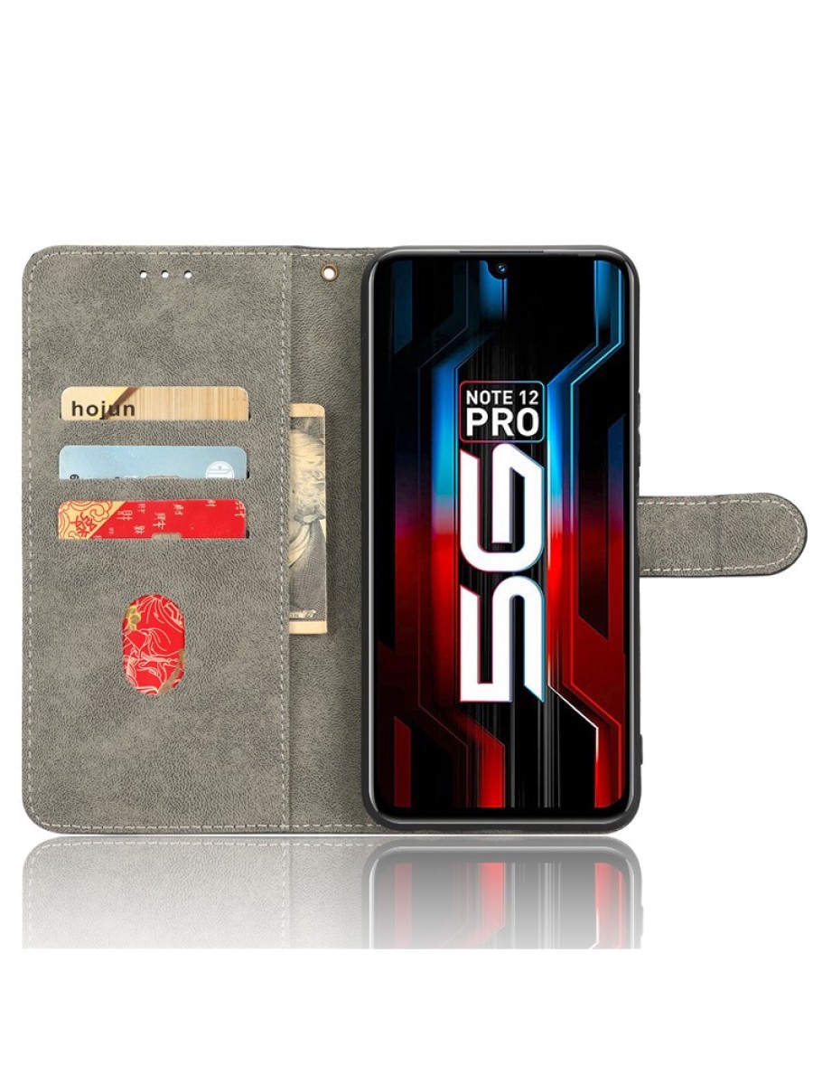 Калъф от еко кожа тип портмоне с RFID блокиране за Infinix Note 12 Pro 5G - черен