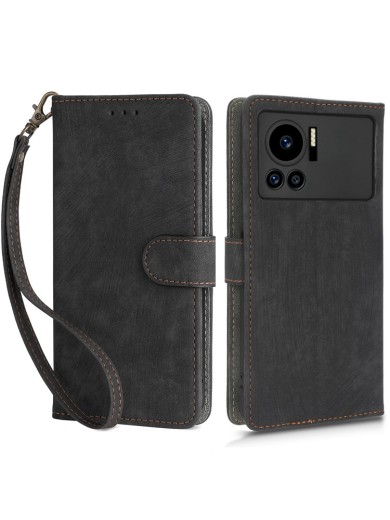 Калъф от еко кожа тип портмоне с RFID блокиране за Infinix Note 12 VIP - черен