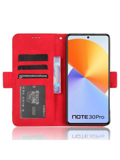 Калъф от еко кожа тип портмоне за Infinix Note 30 Pro - червен