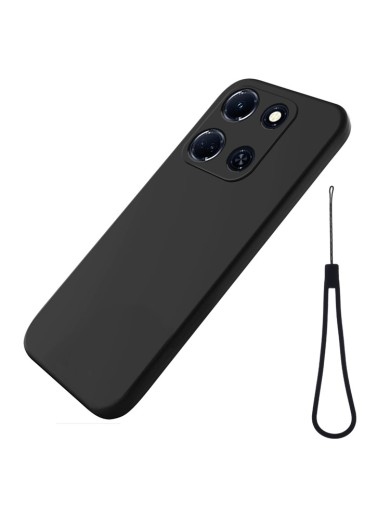 Предпазен удароустойчив силиконов гръб с каишка за Infinix Note 30 VIP - черен