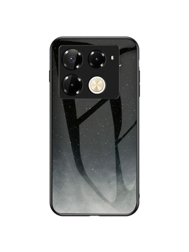 Предпазен гръб от закалено стъкло с шарки на звездно небе за Infinix Note 40 Pro 4G - черен Предпазен гръб от закалено стъкло с шарки на звездно небе за Infinix Note 40 Pro 4G - черен