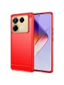 Мек предпазен гръб с текстура на карбонови влакна за Infinix Note 40 Pro 4G - червен