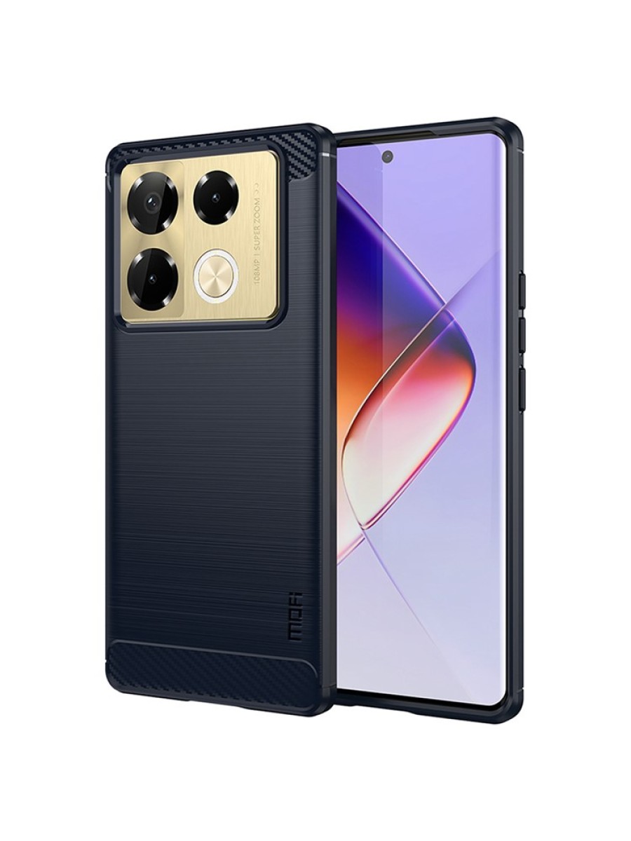 Мек предпазен гръб с текстура на карбонови влакна за Infinix Note 40 Pro 4G - син