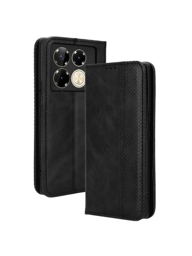 Калъф от еко кожа с ретро текстура тип портмоне за Infinix Note 40 Pro 4G - черен Калъф от еко кожа с ретро текстура тип портмоне за Infinix Note 40 Pro 4G - черен