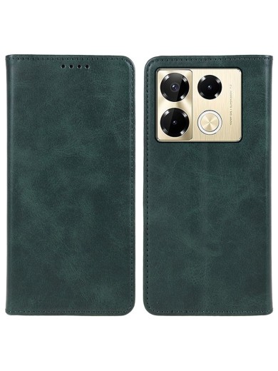 Калъф от еко кожа тип портмоне за Infinix Note 40 Pro+ - зелен