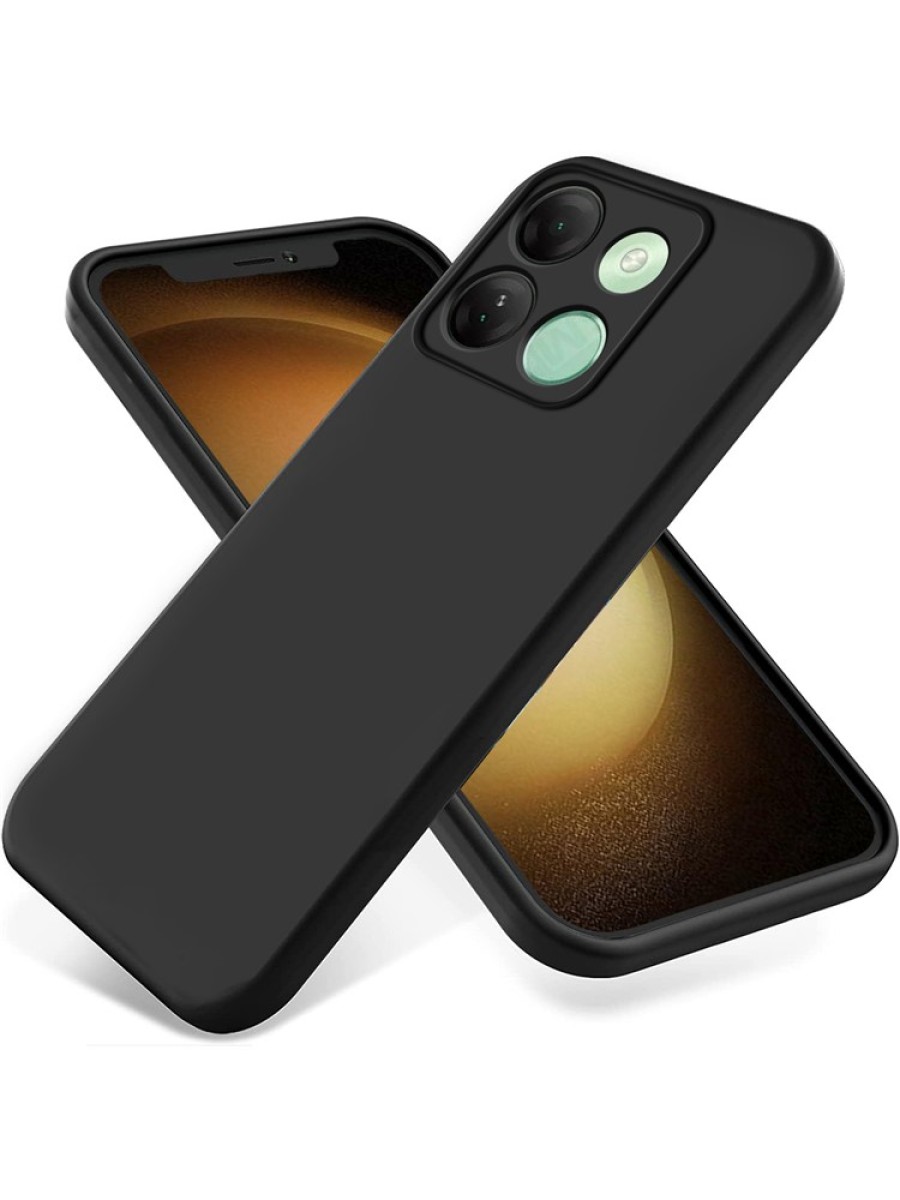Предпазен удароустойчив силиконов гръб с каишка за Infinix Smart 7 HD - черен