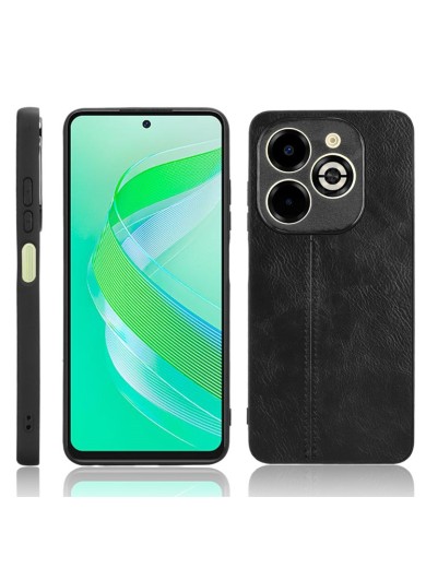 Предпазен гръб с текстура на телешка кожа за Infinix Smart 8 Plus - черен