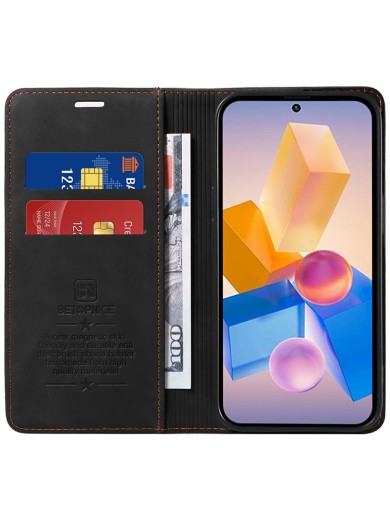 Калъф от еко кожа тип портмоне с RFID  блокираща технология за Infinix Smart 8 Pro - черен