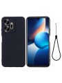 Предпазен удароустойчив силиконов гръб с каишка за Infinix Zero 20 - черен