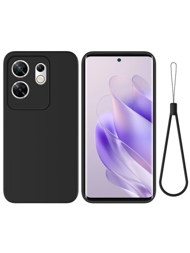Предпазен удароустойчив силиконов гръб с каишка за Infinix Zero 30 4G - черен