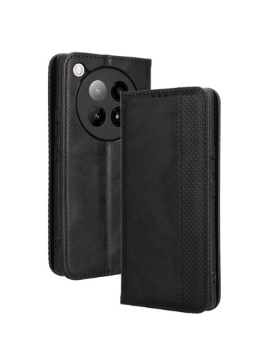 Калъф от еко кожа с ретро текстура тип портмоне за Infinix Zero 40 4G - черен
