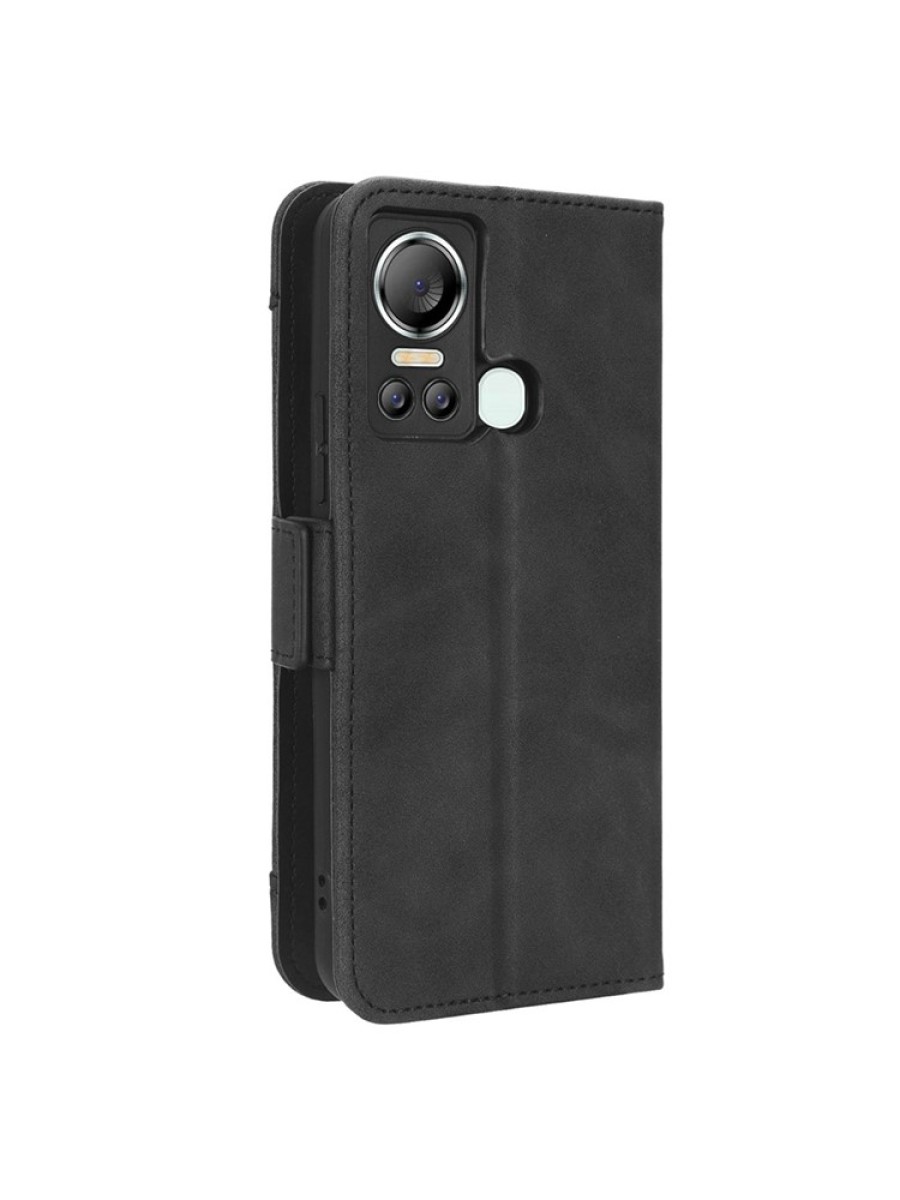 Калъф от еко кожа тип портмоне за itel S18 - черен