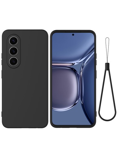 Предпазен удароустойчив силиконов гръб с каишка за itel S25 - черен