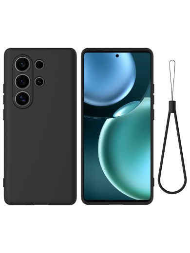 Предпазен удароустойчив силиконов гръб с каишка за itel S25 Ultra - черен