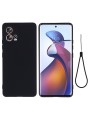 Предпазен удароустойчив силиконов гръб с каишка за Motorola Edge 30 Fusion - черен