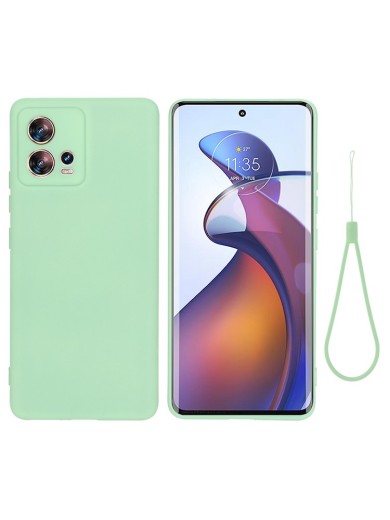 Предпазен удароустойчив силиконов гръб с каишка за Motorola Edge 30 Fusion - зелен