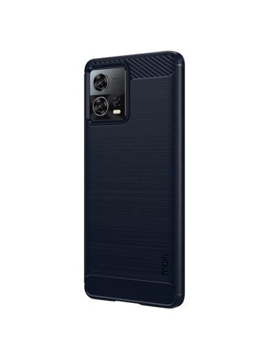 Мек предпазен гръб с текстура на карбонови влакна за Motorola Edge 30 Fusion - черен