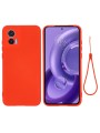 Предпазен удароустойчив силиконов гръб с каишка за Motorola Edge 30 Neo - червен