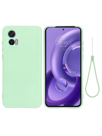 Предпазен удароустойчив силиконов гръб с каишка за Motorola Edge 30 Neo - зелен