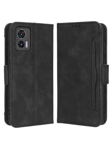 Калъф от еко кожа тип портмоне за Motorola Edge 30 Neo - черен