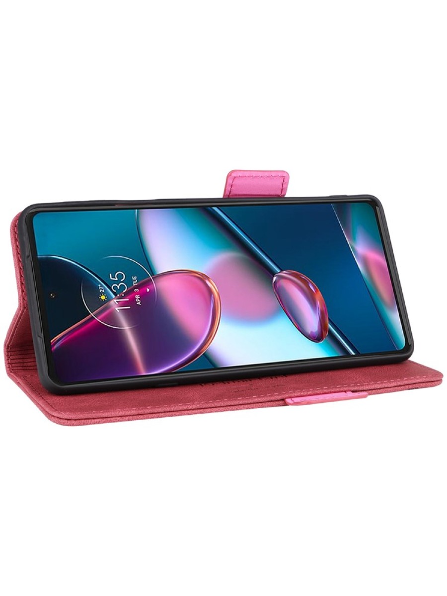 Предпазен калъф от еко кожа за Motorola Edge 30 Pro - розов