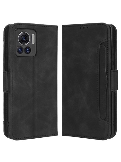 Калъф от еко кожа тип портмоне за Motorola Edge 30 Ultra - черен