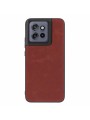 Устойчив на нараскване предпазен гръб от еко кожа за Motorola Edge 50 Neo - кафяв