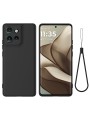 Предпазен удароустойчив силиконов гръб с каишка за Motorola Edge 50 Neo - черен