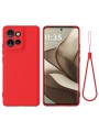 Предпазен удароустойчив силиконов гръб с каишка за Motorola Edge 50 Neo - червен