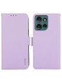 Калъф от еко кожа тип портмоне с RFID блокиране за Motorola Edge 50 Neo - лилав
