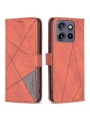 Калъф от еко кожа тип портмоне с геометрични линии за Motorola Edge 50 Neo - кафяв