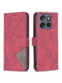 Калъф от еко кожа тип портмоне с геометрични линии за Motorola Edge 50 Neo - червен