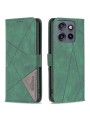 Калъф от еко кожа тип портмоне с геометрични линии за Motorola Edge 50 Neo - зелен