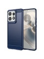 Мек удароустойчив гръб с текстура на карбонови влакна за Motorola Edge 50 Pro - син