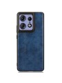 Предпазен гръб с текстура на телешка кожа за Motorola Edge 50 Pro - син
