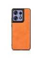 Предпазен гръб с текстура на телешка кожа за Motorola Edge 50 Pro - оранжев