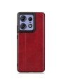 Предпазен гръб с текстура на телешка кожа за Motorola Edge 50 Pro - червен