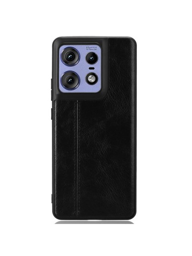 Предпазен гръб с текстура на телешка кожа за Motorola Edge 50 Pro - черен Предпазен гръб с текстура на телешка кожа за Motorola Edge 50 Pro - черен