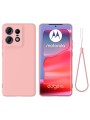 Предпазен удароустойчив силиконов гръб с каишка за Motorola Edge 50 Pro - розов