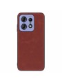 Устойчив на надраскване предпазен гръб от еко кожа за Motorola Edge 50 Pro - кафяв