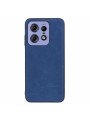 Устойчив на надраскване предпазен гръб от еко кожа за Motorola Edge 50 Pro - син