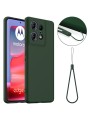 Предпазен удароустойчив силиконов гръб с каишка съвместим с MagSafe за Motorola Edge 50 Pro - зелен