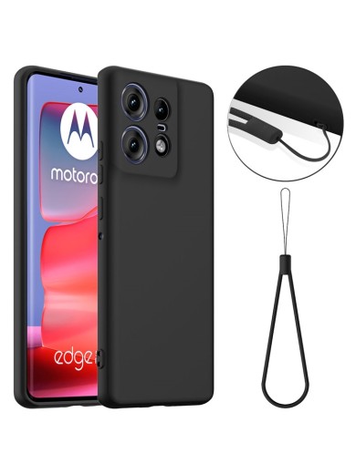 Предпазен удароустойчив силиконов гръб с каишка съвместим с MagSafe за Motorola Edge 50 Pro - черен Предпазен удароустойчив силиконов гръб с каишка съвместим с MagSafe за Motorola Edge 50 Pro - черен