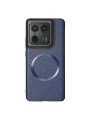 Предпазен гръб от еко кожа съвместим с MagSafe за Motorola Edge 50 Ultra - син