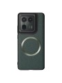 Предпазен гръб от еко кожа съвместим с MagSafe за Motorola Edge 50 Ultra - зелен