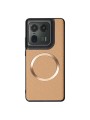 Предпазен гръб от еко кожа съвместим с MagSafe за Motorola Edge 50 Ultra - златист