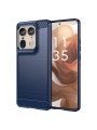 Мек удароустойчив гръб с текстура на карбонови влакна за Motorola Edge 50 Ultra - син
